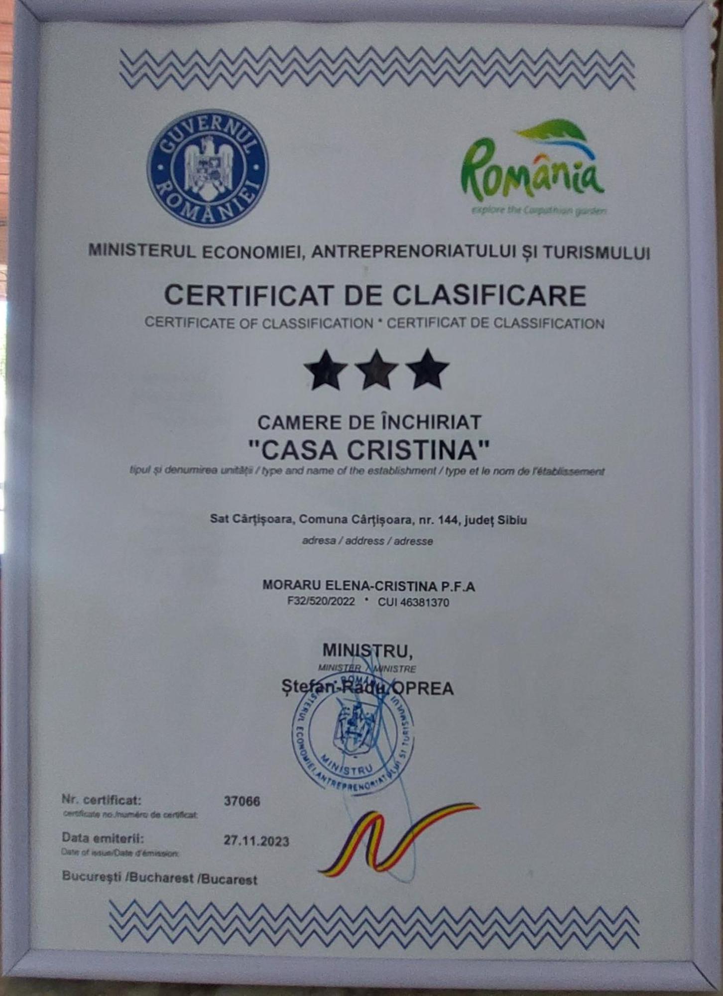 Hotel Casa Cristina Cîrţişoara Zewnętrze zdjęcie